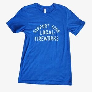 Bella Canvas Soft Blue Graphic Tee Support Your Local Fireworks T-shirt Top